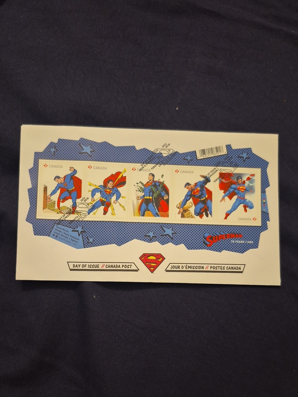 Superman Collector Stamp Panel - Canada Superman 75th Anniversary Sheet Mint